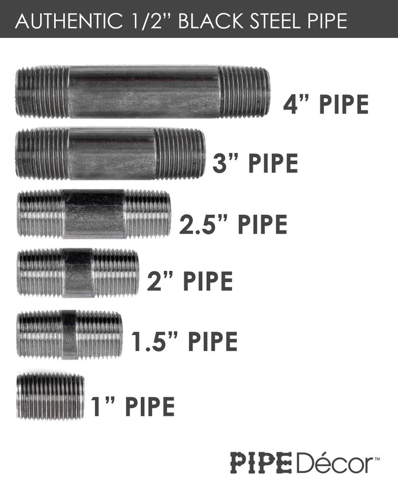 PIPE DECOR PIPE DÃ‰COR 1/2" x 2-1/2" Malleable Cast Iron Pipe Nipple, Pre Cut Connectors, Industrial Steel Grey Fits Standard Half Inch Black Threaded Pipes Nipples and Fittings, Vintage DIY Furniture, 10 Pack - Image 5